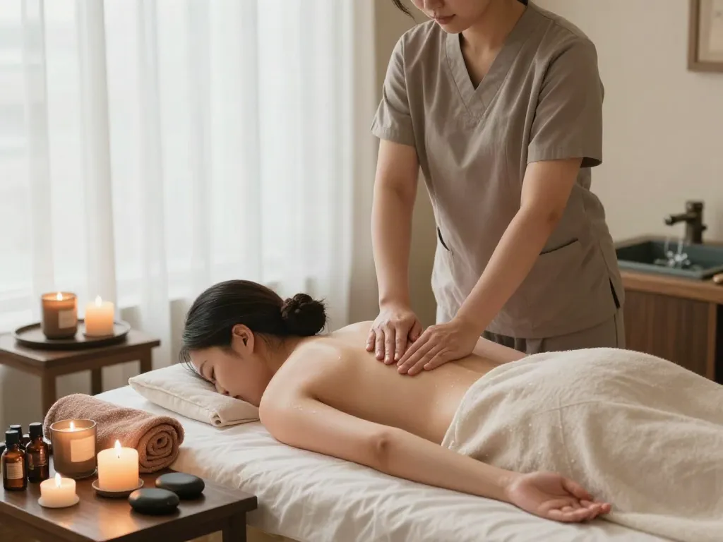 Soothing 성동구출장마사지 therapy session at a tranquil spa with relaxed ambiance.